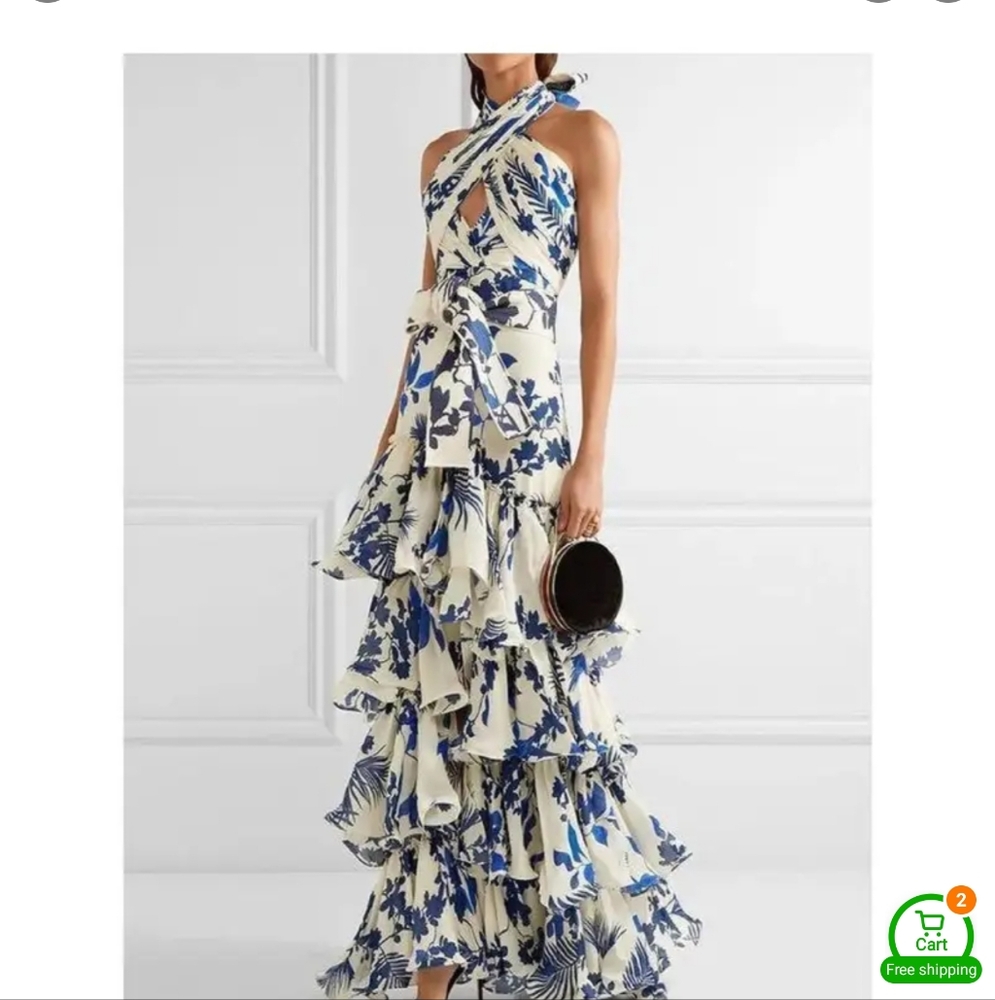 Floral Blue and White Women's Dress